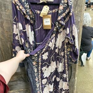Magnolia Pearl Purple Dress with Cream Floral Embroidery